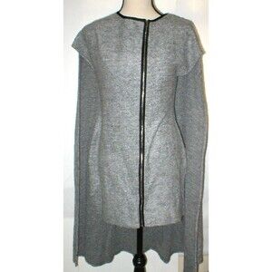 New Womens L NWT Christina Karin Designer Gray Cape Dress Sleeveless Zip Front